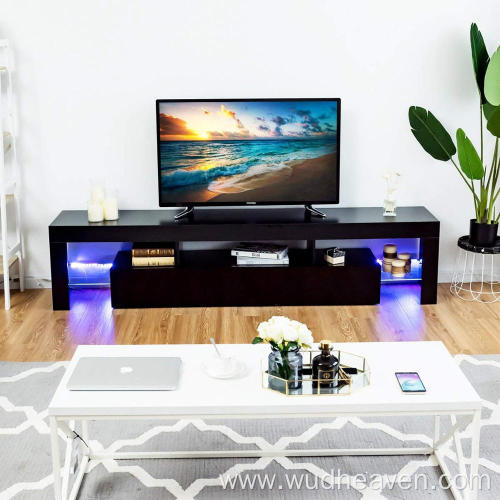 Soporte de madera simple para TV con iluminación LED